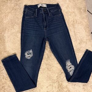 Hollister Dark Blue Distressed Skinny Jeans